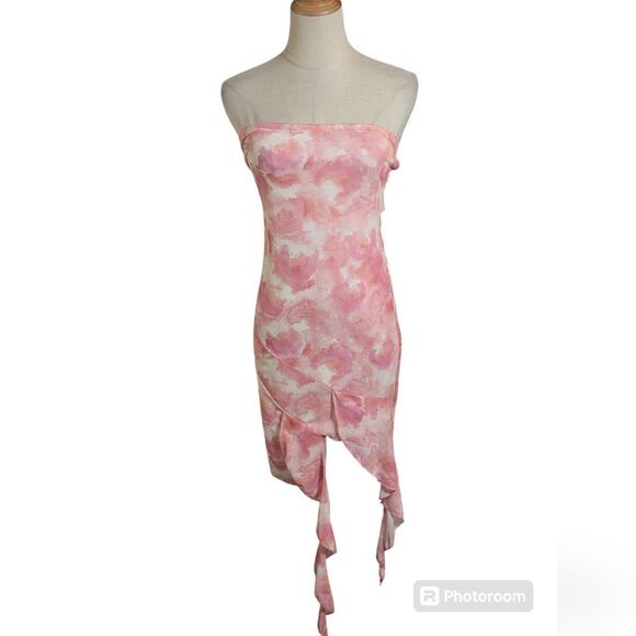 Caution To The Wind Pink Mesh Cloud Stretch Bodycon Mini Dress NWT - Picture 1 of 7